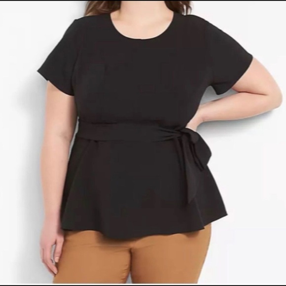 LANE Bryant black short sleeve peplum top - Picture 1 of 16